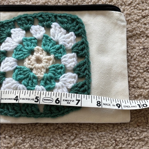 Handcrafted Crochet Cosmetic Bag - Pink, Green, and Cream - Picture 3 of 4